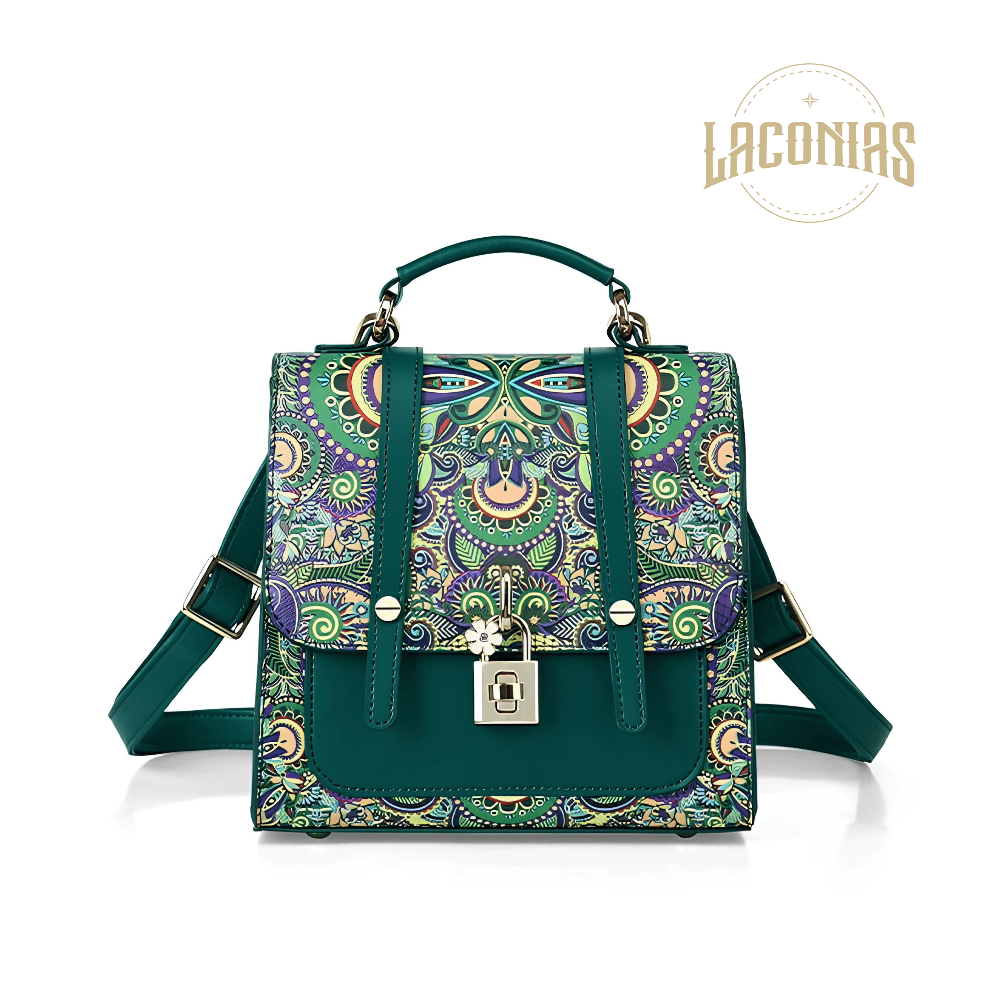 Cowhide printed backpack
