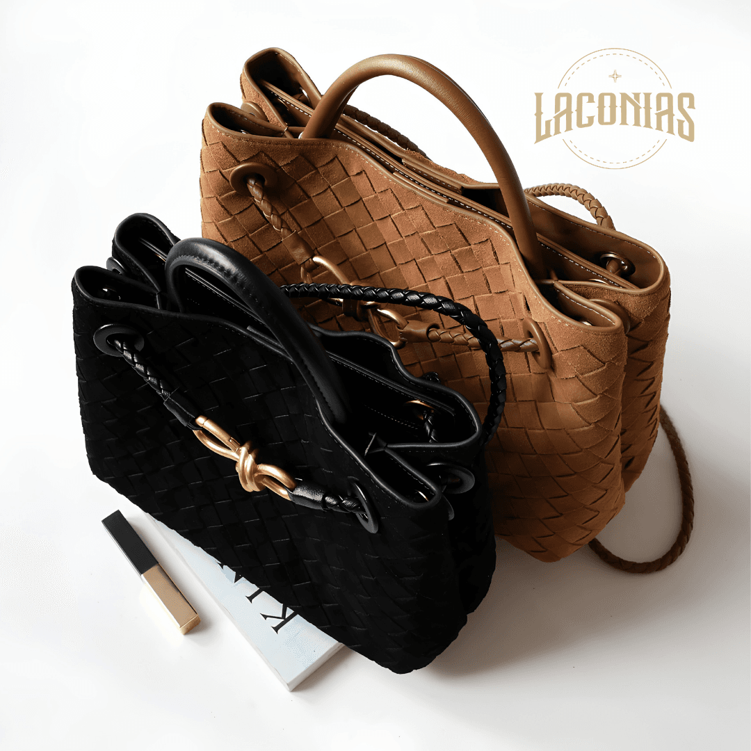Brushed cowhide woven handbag