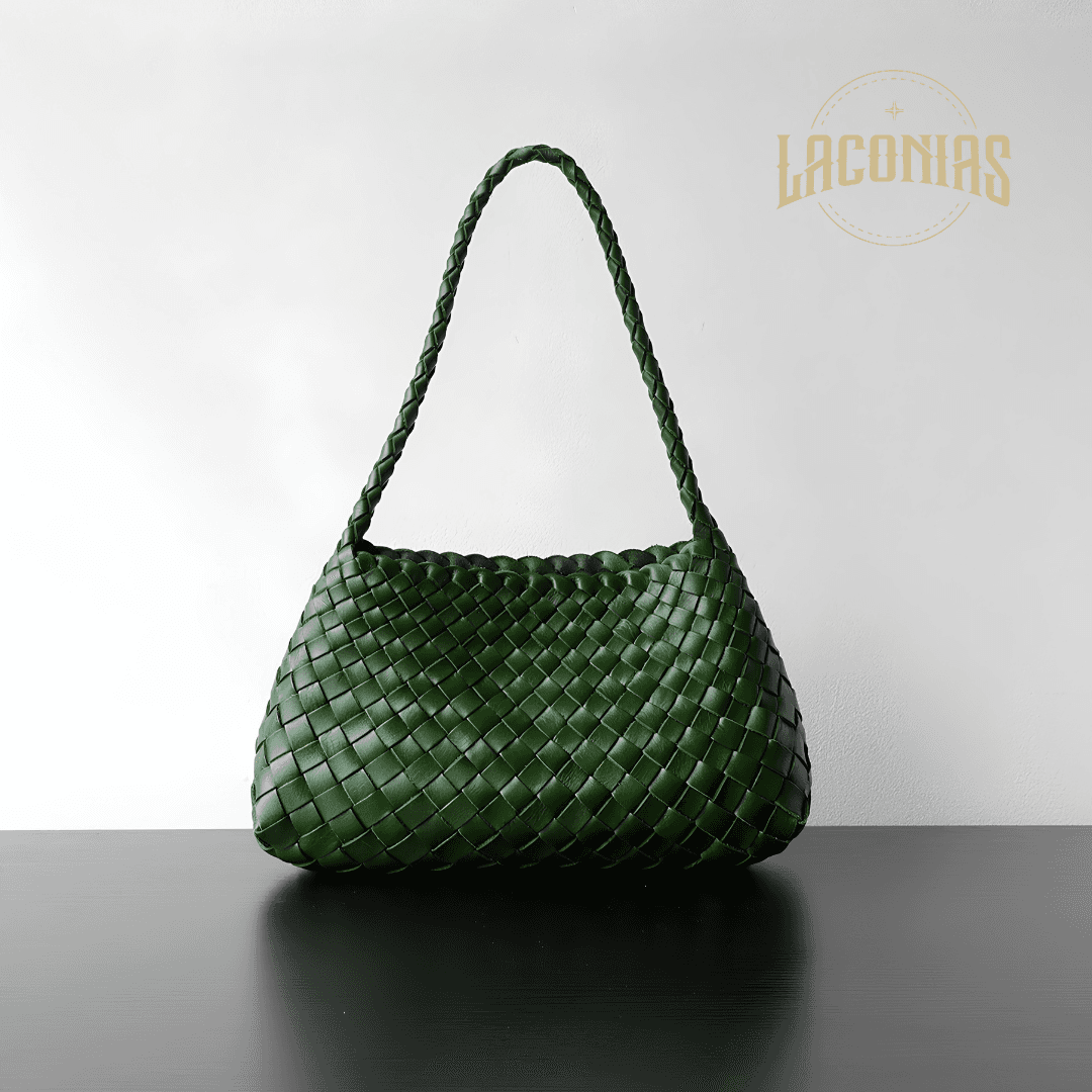 Sheepskin woven bag, armpit bag view 1