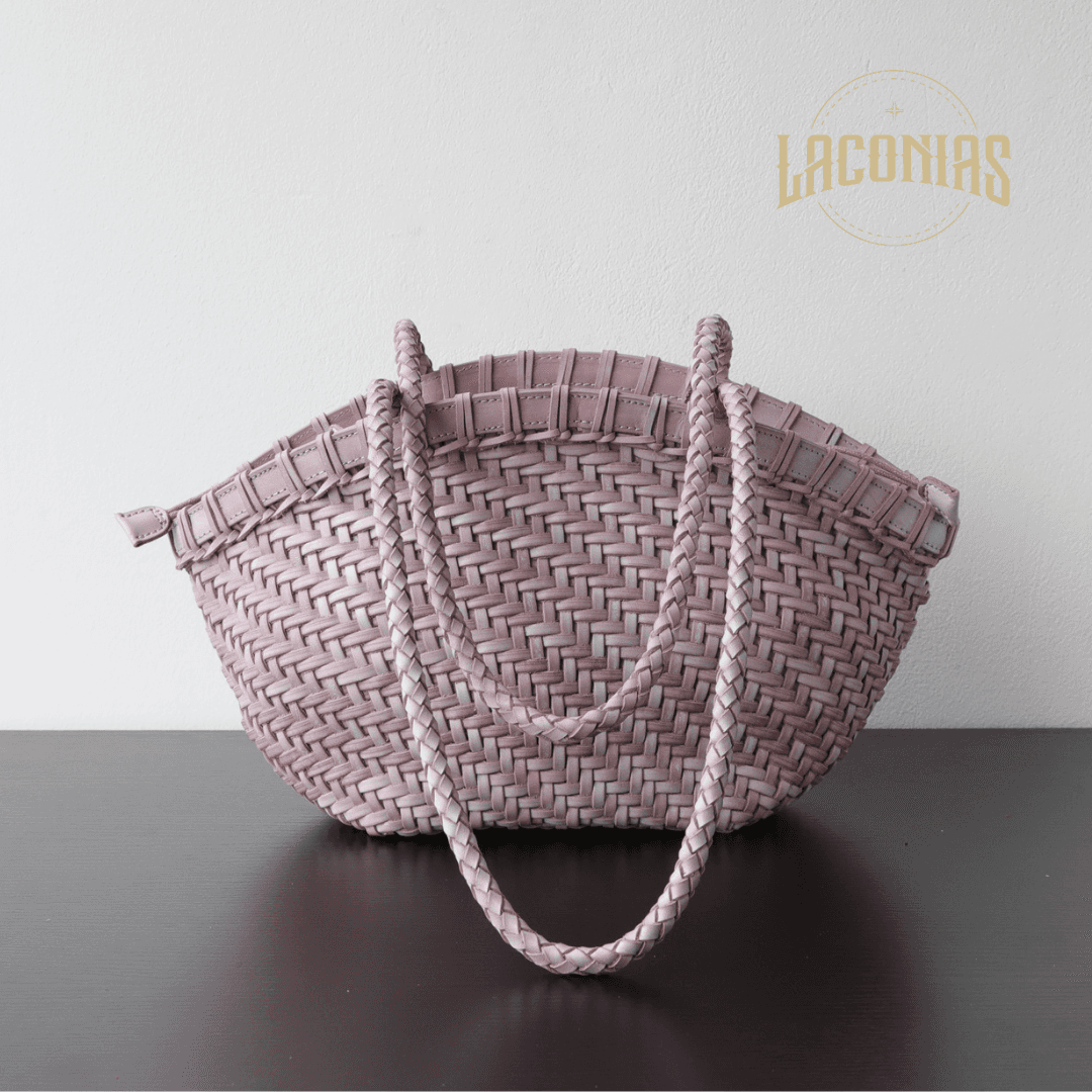 Hand-woven fog wax plant tanned cowhide bag view 1