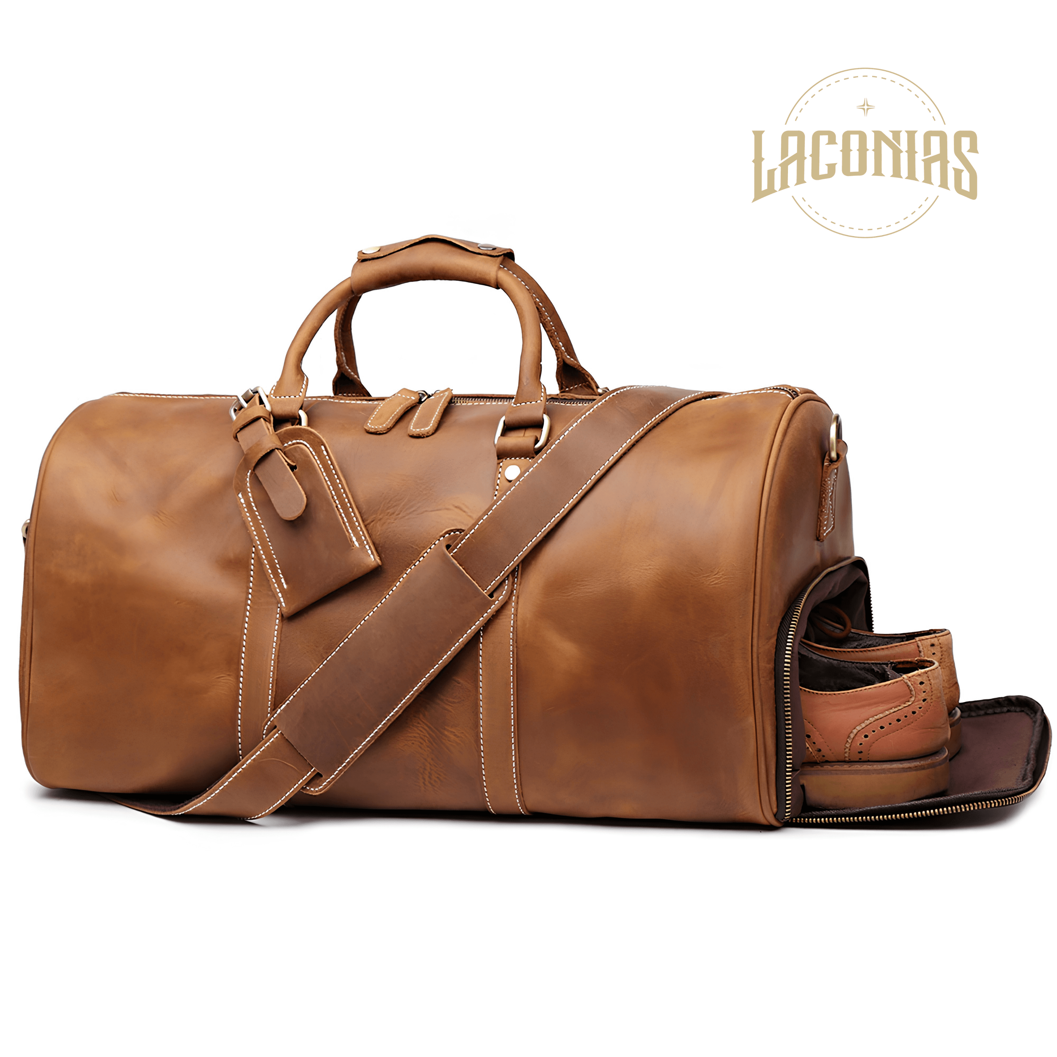 Men's genuine leather travel bag — showcase 5