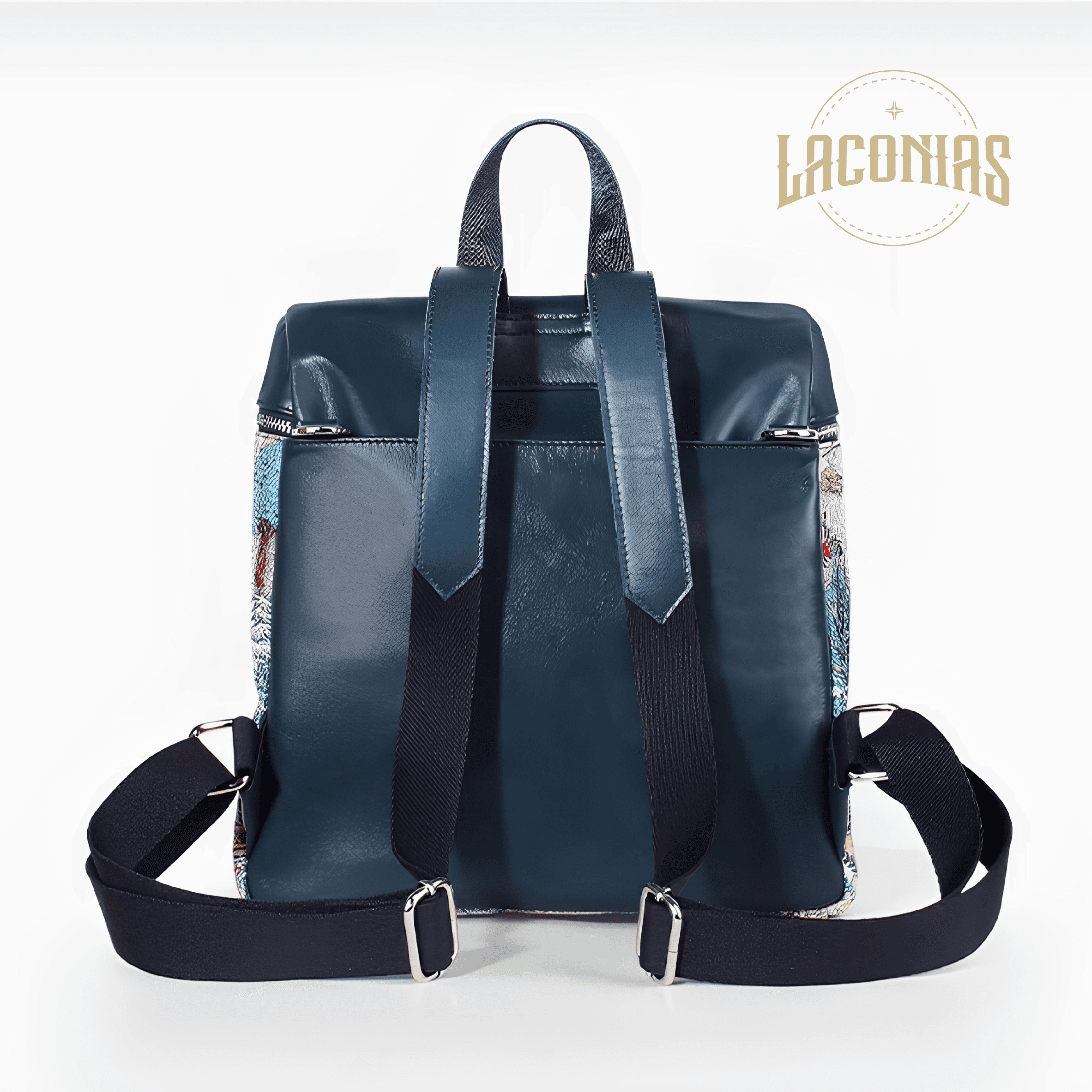 Genuine leather embroidered backpack view 4