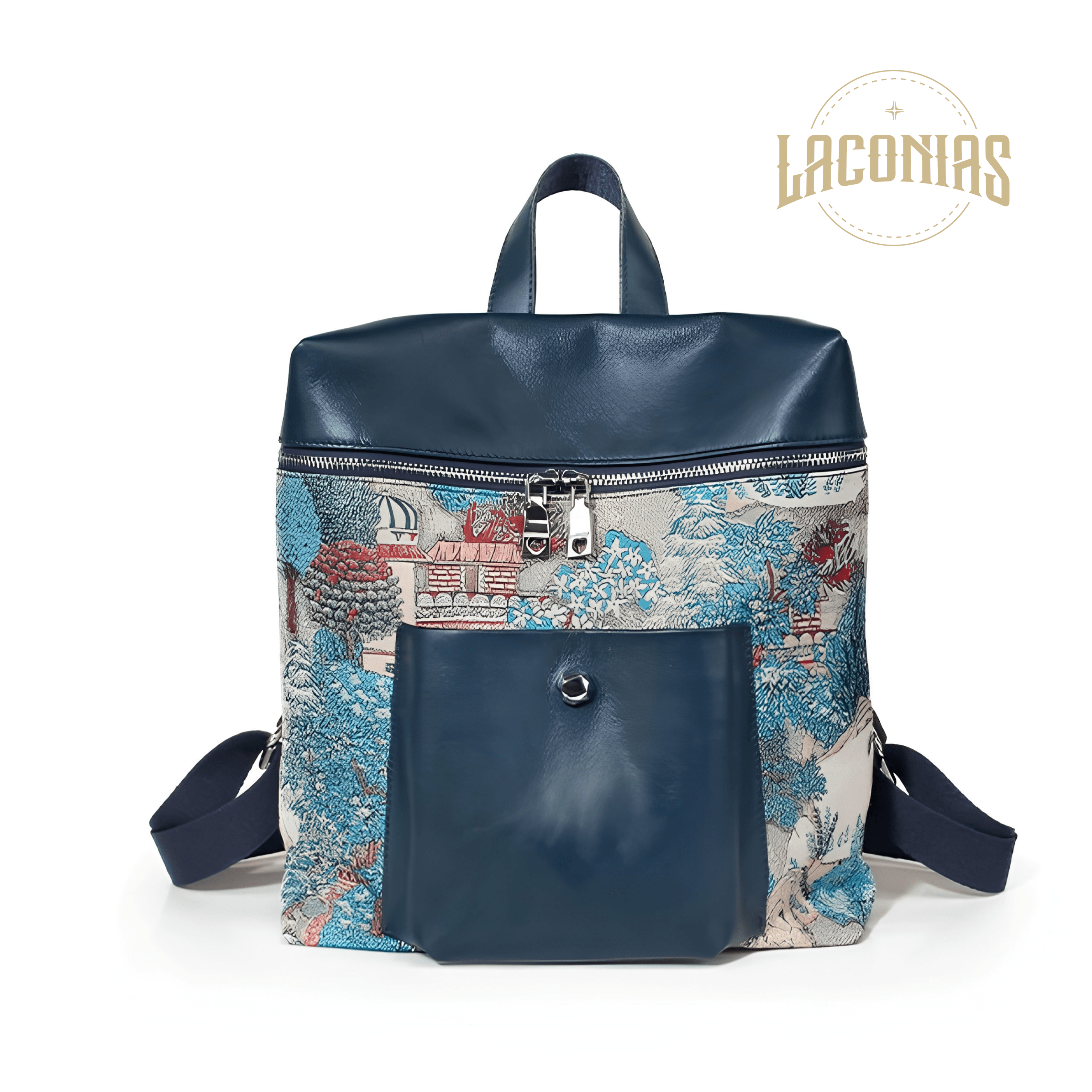 Genuine leather embroidered backpack view 6